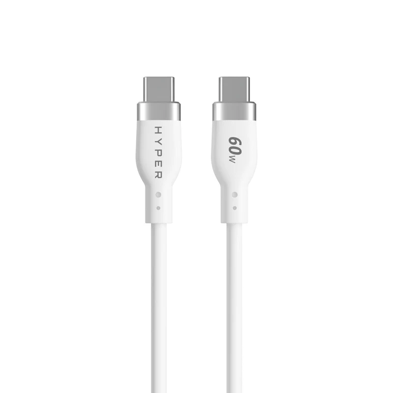 HyperJuice Câble de charge USB-C en silicone (1,5 m) - Blanc