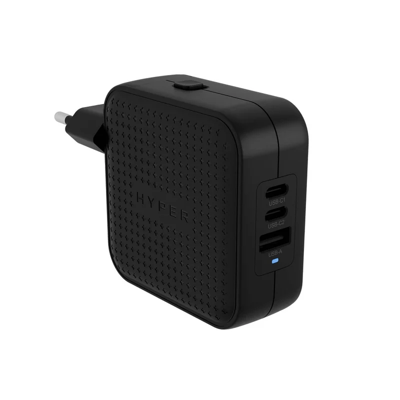 Chargeur de voyage HyperJuice® 70 W USB-C GaN testé pour la sécurité - Noir