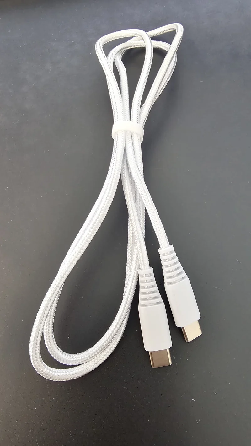 Cable USB-C - USB-C 1m White Textile & Plastic