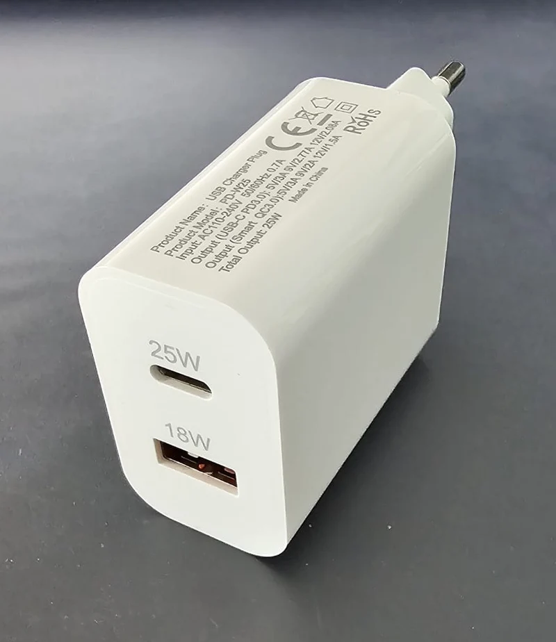 Chargeur USB Plug PD-W25 - 25w USB-C + 18w USB-A
