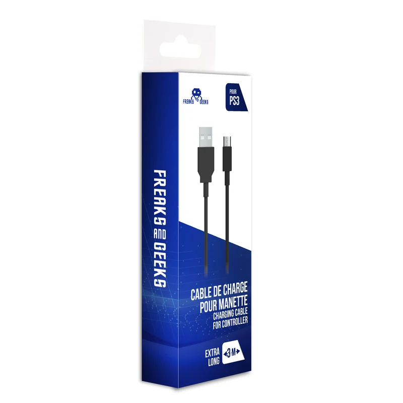 Câble USB de recharge manette 3m PS3
