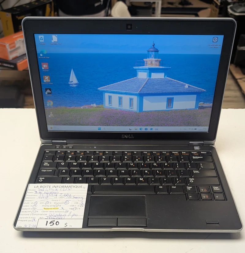 💻 Laptop Dell Latitude E6230 i5-3320M 8Go RAM SSD 120Go 12,5po HDMI Win11 Pro – Batterie Neuve