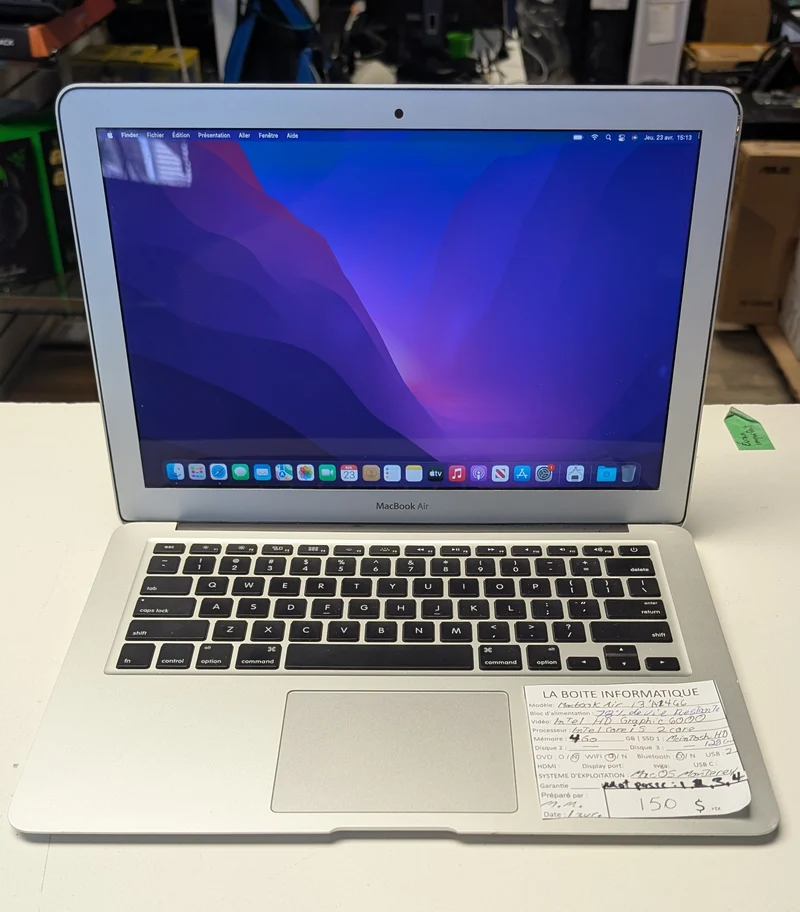 🍏 MacBook Air 13" A1466 i5 | 4Go RAM | SSD 128Go | WiFi Bluetooth ⚡