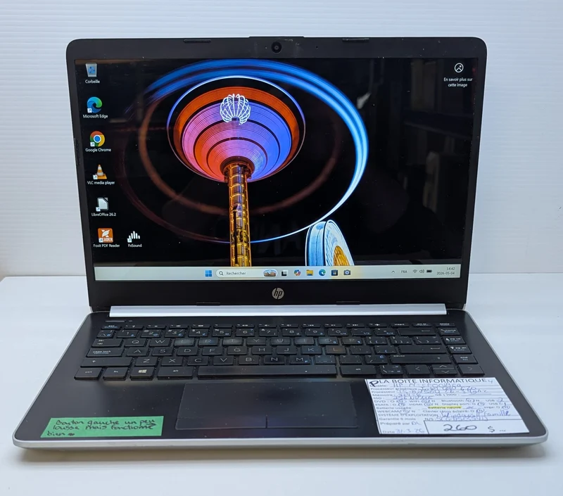 💻 Laptop HP 14-cf0018ca 14po – i5 8e Gén / 8Go DDR4 / SSD NVMe 256Go / Batterie NEUVE – 260$ + tx 🔥