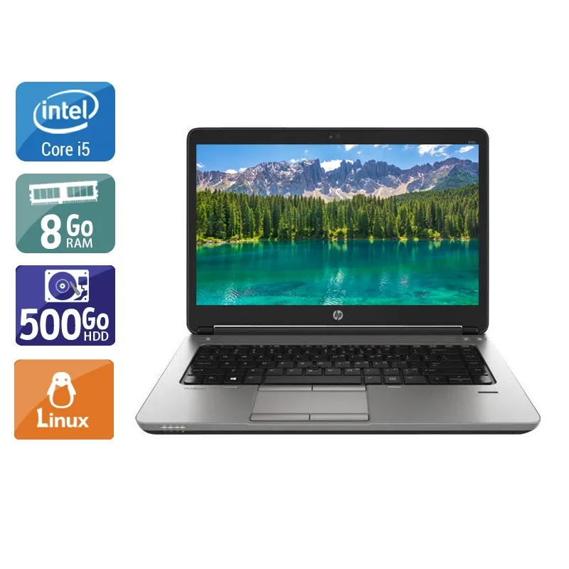 ProBook 640 G1 14,1" 2013 - Intel Core i5 2,6Ghz - 2 - 8Go DDR3 - 500Go HDD - Intel HD Graphics 4600 - Gris / Noir - Linux - AZERTY