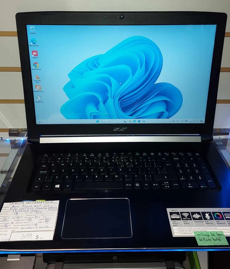 Laptop Acer Aspire A517-51G i5-8250U 12Go SSD 500Go 17,3po DVD HDMI MX150 garantie 6 mois + tx
