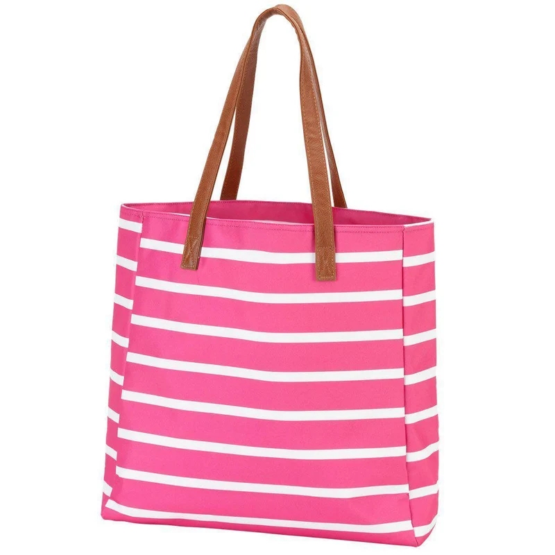 Hot Pink Stripe Tote - Personalized