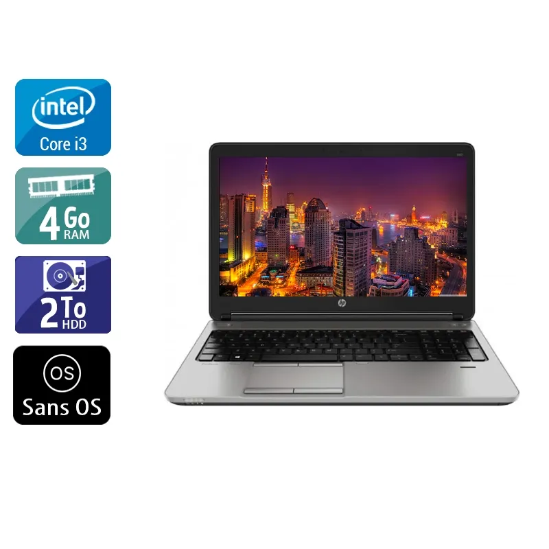 ProBook 650 G1 15,6" 2013 - Intel Core i3 2,4Ghz - 2 - 8Go DDR3 - 2To HDD - Intel HD Graphics 4600 - Gris / Noir - Sans OS - AZERTY