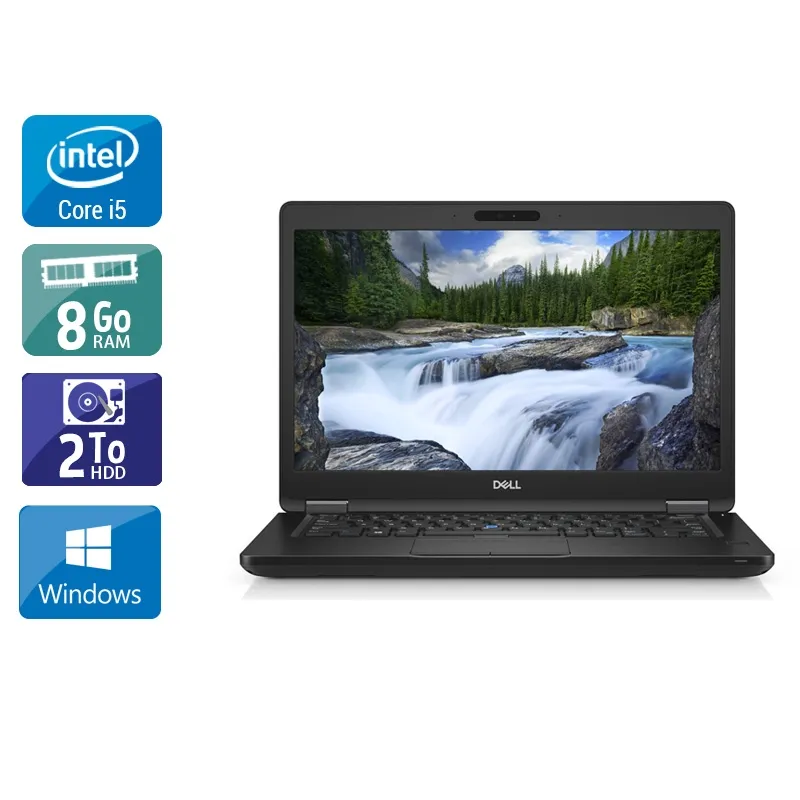 Latitude 5490 14" 2017 - Intel Core i5 2,6Ghz - 2 - 8Go DDR4 - 480Go SSD - Intel UHD Graphics 620 - Gris / Noir - Windows 10 - AZERTY