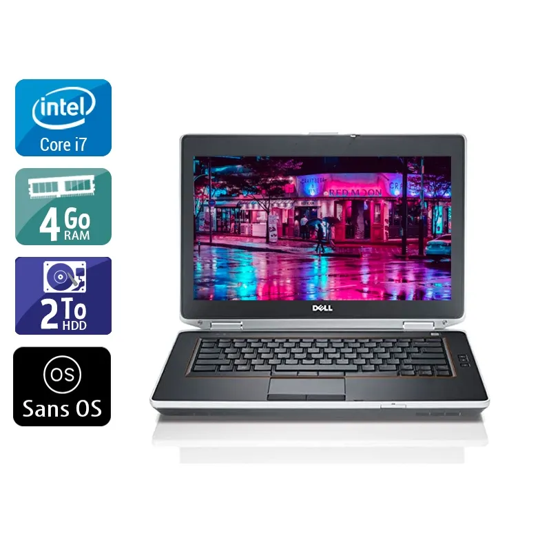 Latitude E6430 14" 2012 - Intel Core i7 2,7Ghz - 2 - 4Go DDR4 - 2To HDD - Intel HD Graphics 4000 - Gris / Noir - Sans OS - AZERTY