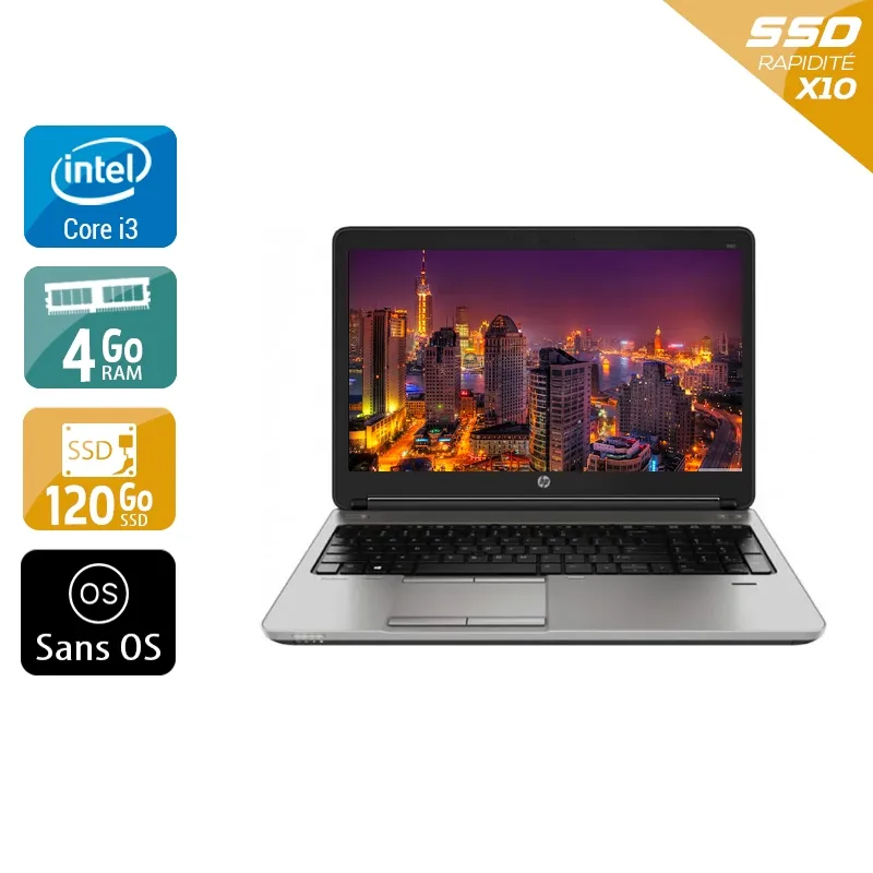 ProBook 650 G1 15,6" 2013 - Intel Core i3 2,4Ghz - 2 - 8Go DDR3 - 120Go SSD - Intel HD Graphics 4600 - Gris / Noir - Sans OS - AZERTY