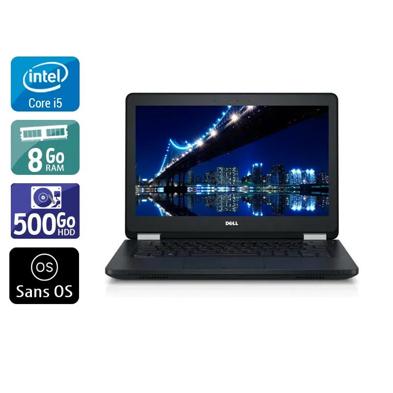 Latitude E5270 12,5" 2015 - Intel Core i5 2,4Ghz - 2 - 8Go DDR4 - 500Go HDD - Intel HD Graphics 520 - Gris / Noir - Sans OS - AZERTY