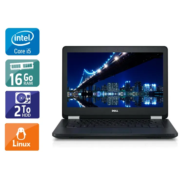 Latitude E5270 12,5" 2015 - Intel Core i5 2,4Ghz - 2 - 16Go DDR4 - 2To HDD - Intel HD Graphics 520 - Gris / Noir - Linux - AZERTY