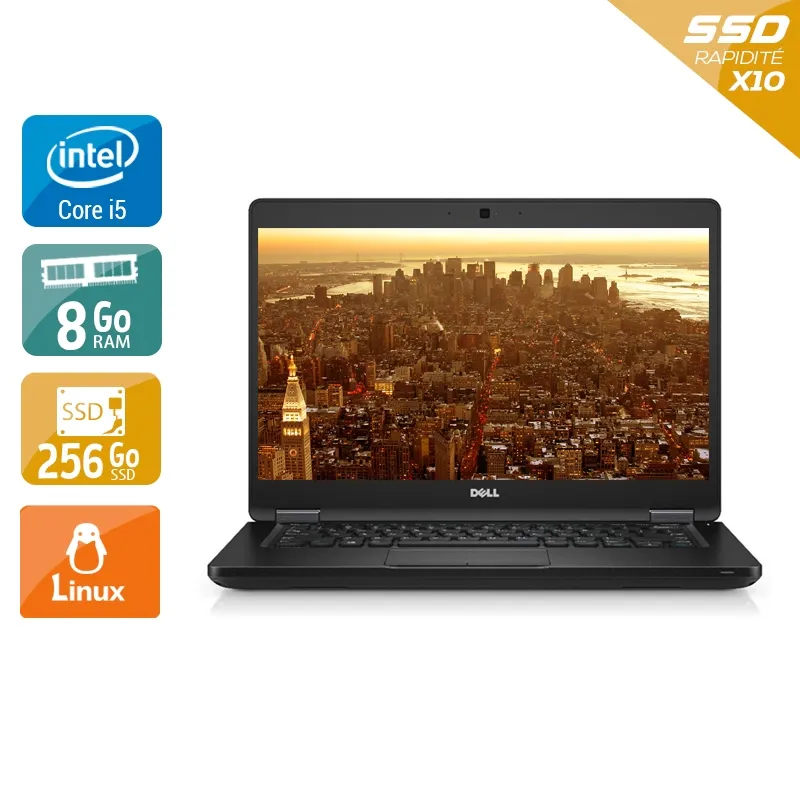 Latitude 5480 14" 2015 - Intel Core i5 2,4Ghz - 6 - 8Go DDR4 - 256Go SSD - Intel HD Graphics 520 - Gris / Noir - Linux - AZERTY