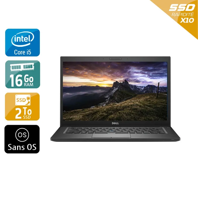 Latitude 7280 12,5" 2015 - Intel Core i5 2,3Ghz - 2 - 16Go DDR4 - 2To SSD - Intel HD Graphics 620 - Gris / Noir - Sans OS - AZERTY