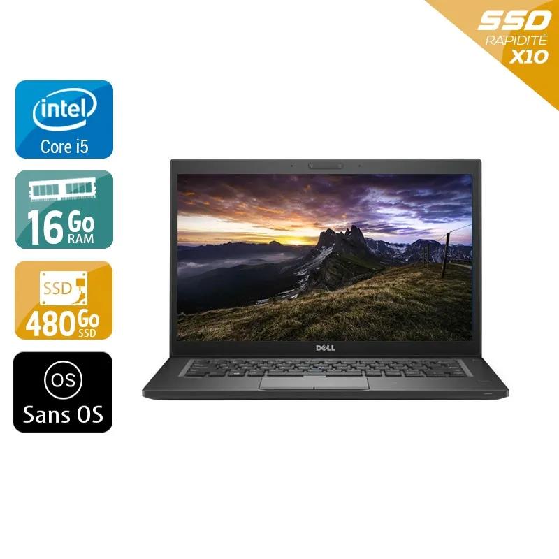 Latitude 7280 12,5" 2015 - Intel Core i5 2,3Ghz - 2 - 16Go DDR4 - 480Go SSD - Intel HD Graphics 620 - Gris / Noir - Sans OS - AZERTY