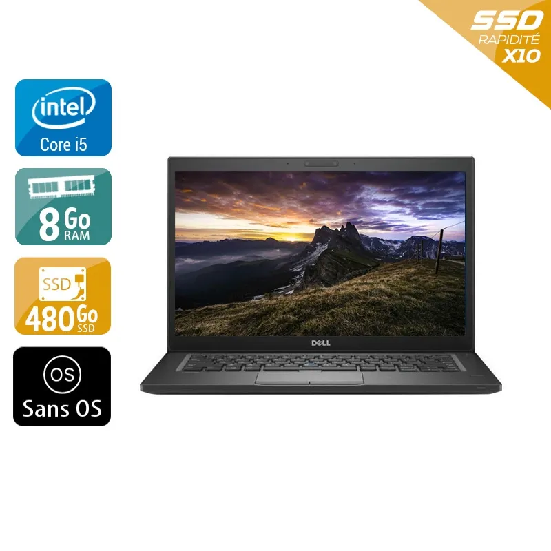 Latitude 7280 12,5" 2015 - Intel Core i5 2,3Ghz - 2 - 8Go DDR4 - 480Go SSD - Intel HD Graphics 620 - Gris / Noir - Sans OS - AZERTY