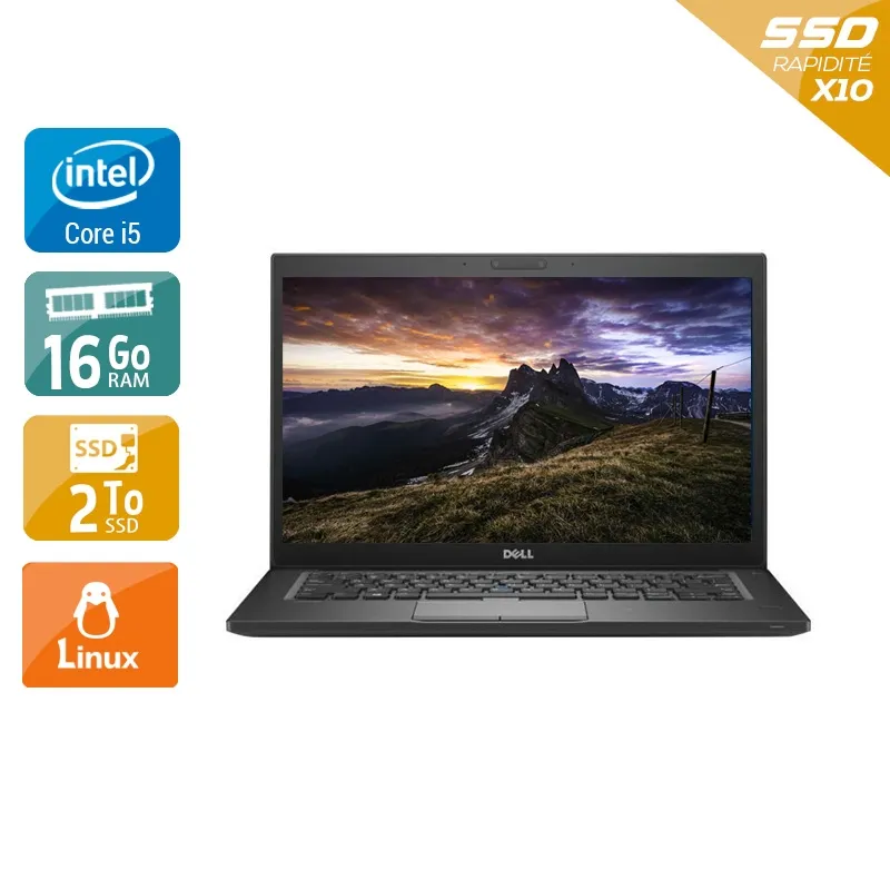 Latitude 7280 12,5" 2015 - Intel Core i5 2,3Ghz - 2 - 16Go DDR4 - 2To SSD - Intel HD Graphics 620 - Gris / Noir - Linux - AZERTY