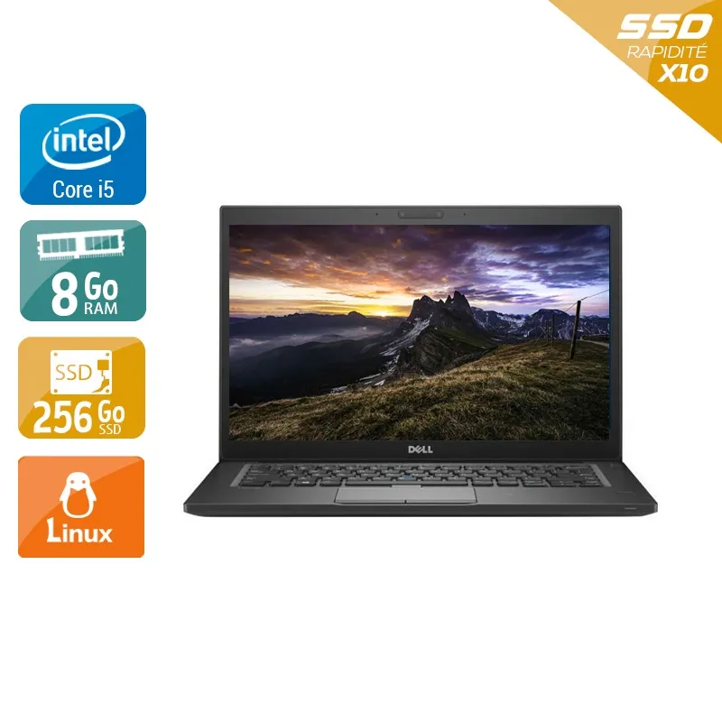 Latitude 7280 12,5" 2015 - Intel Core i5 2,3Ghz - 2 - 8Go DDR4 - 256Go SSD - Intel HD Graphics 620 - Gris / Noir - Linux - AZERTY