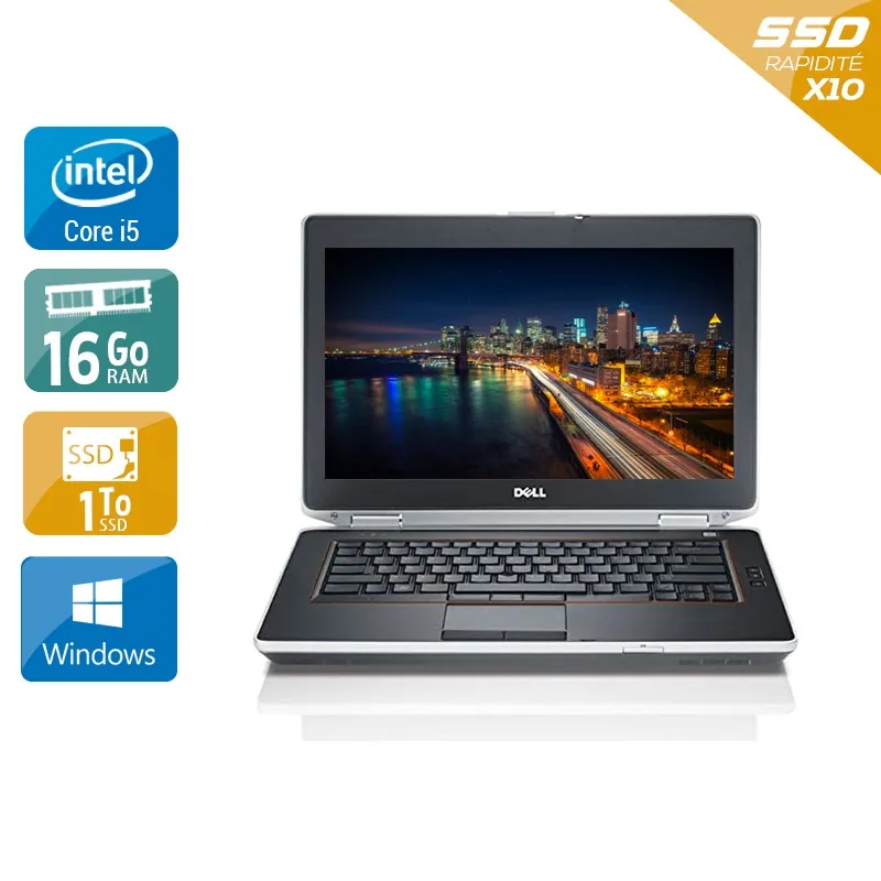 Latitude E6430 14" 2013 - Intel Core i5 2,7Ghz - 2 - 16Go DDR3 - 1To SSD - ‎Intel HD Graphics 3000 - Gris / Noir - Windows 10 - AZERTY