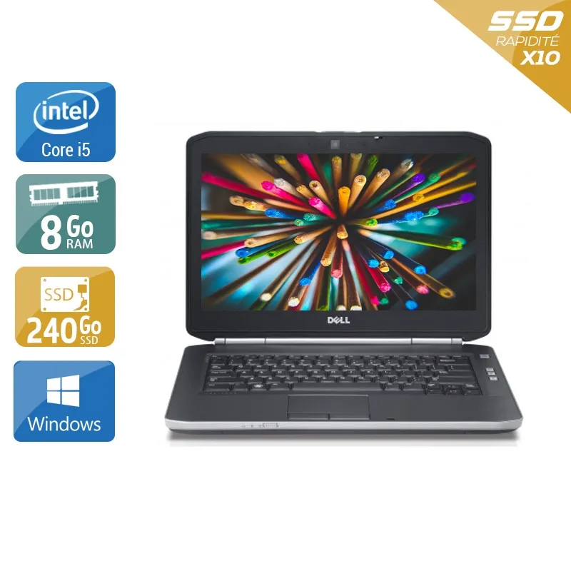 Latitude E5420 14,1" 2011 - Intel Core i5 2,5Ghz - 4 - 8Go DDR3 - 240Go SSD - Intel HD Graphics 3000 - Gris / Noir - Windows 10 - AZERTY