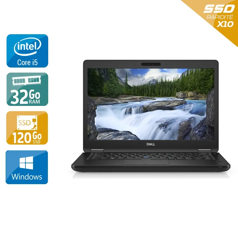 Latitude 5490 14" 2017 - Intel Core i5 2,6Ghz - 2 - 32Go DDR4 - 120Go SSD - Intel UHD Graphics 620 - Gris / Noir - Windows 10 - AZERTY