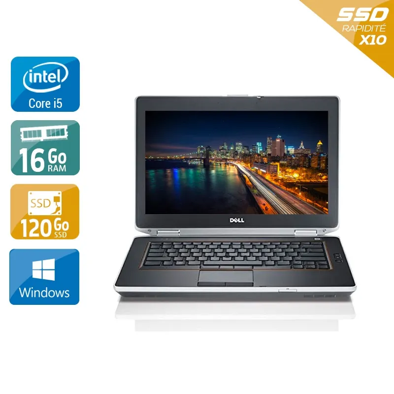 Latitude E6430 14" 2013 - Intel Core i5 2,7Ghz - 2 - 16Go DDR3 - 120Go SSD - ‎Intel HD Graphics 3000 - Gris / Noir - Windows 10 - AZERTY