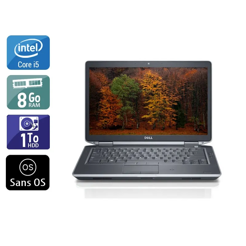 Latitude E5430 14,1" 2012 - Intel Core i5 2,6Ghz - 4 - 8Go DDR3 - 1To HDD - Intel HD Graphics 4000 - Gris / Noir - Sans OS - AZERTY
