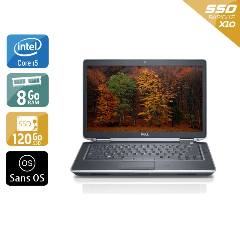 Latitude E5430 14,1" 2012 - Intel Core i5 2,6Ghz - 4 - 8Go DDR3 - 120Go SSD - Intel HD Graphics 4000 - Gris / Noir - Sans OS - AZERTY