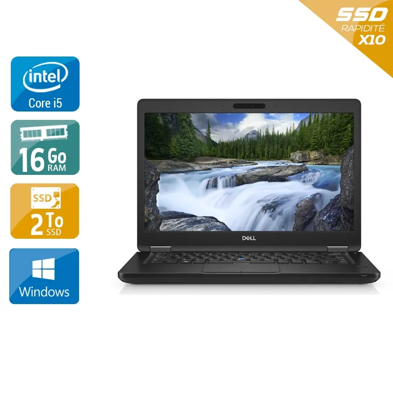 Latitude 5490 14" 2017 - Intel Core i5 2,6Ghz - 2 - 16Go DDR4 - 2To SSD - Intel UHD Graphics 620 - Gris / Noir - Windows 10 - AZERTY