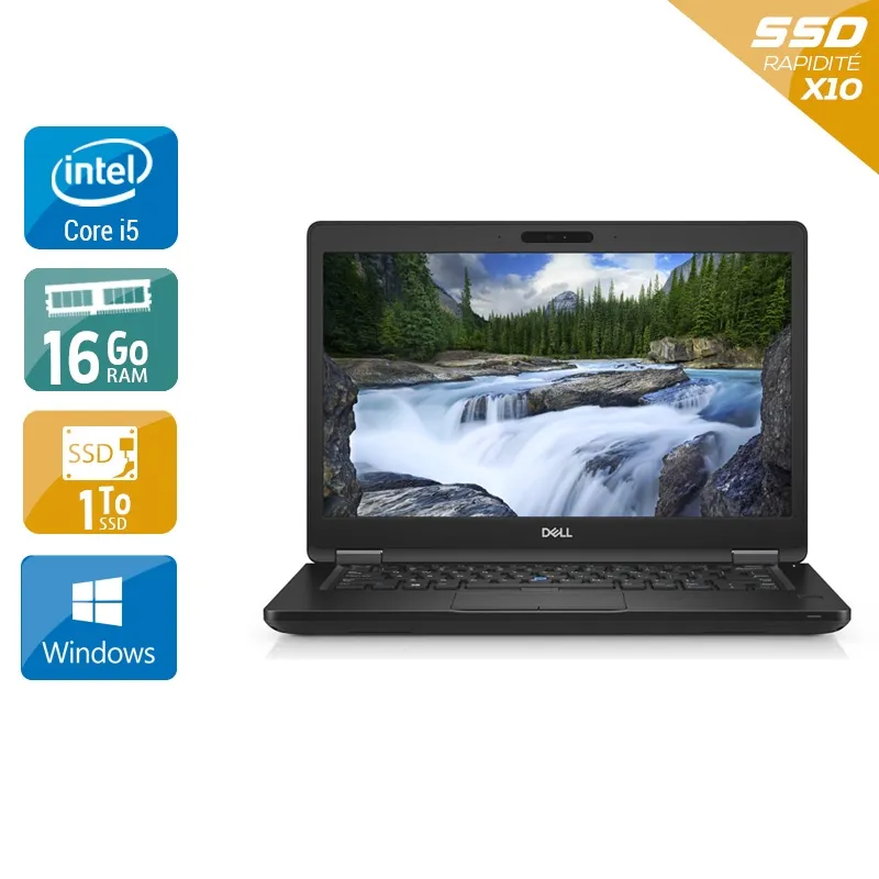 Latitude 5490 14" 2017 - Intel Core i5 2,6Ghz - 2 - 16Go DDR4 - 1To SSD - Intel UHD Graphics 620 - Gris / Noir - Windows 10 - AZERTY