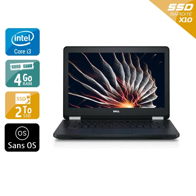 Latitude E5270 12,5" 2010 - Intel Core i3 2,3Ghz - 2 - 4Go DDR4 - 2To SSD - Intel HD Graphics 520 - Gris / Noir - Sans OS - AZERTY