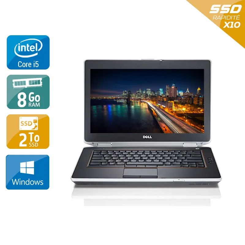 Latitude E6430 14" 2013 - Intel Core i5 2,7Ghz - 2 - 8Go DDR3 - 2To SSD - ‎Intel HD Graphics 3000 - Gris / Noir - Windows 10 - AZERTY