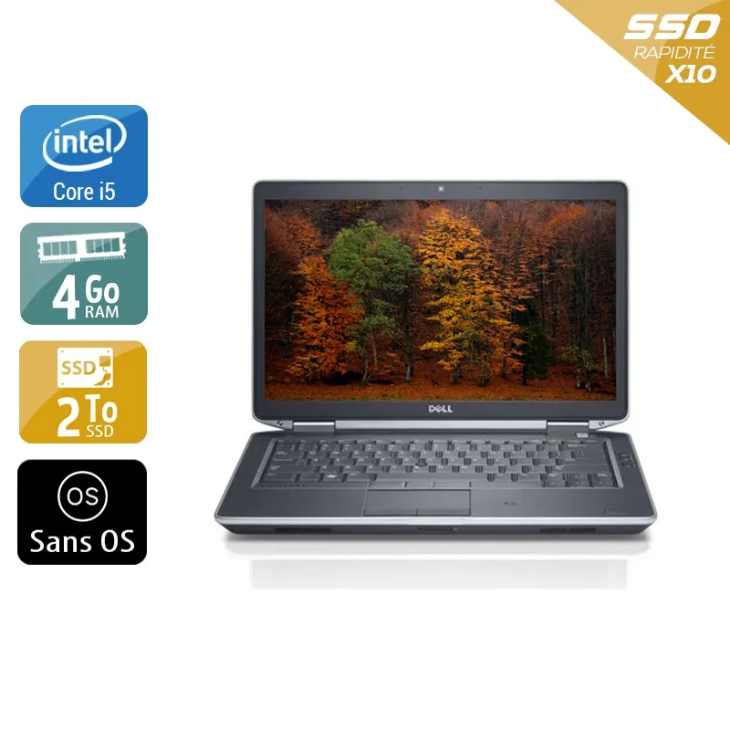 Latitude E5430 14,1" 2012 - Intel Core i5 2,6Ghz - 4 - 4Go DDR4 - 2To SSD - Intel HD Graphics 4000 - Gris / Noir - Sans OS - AZERTY