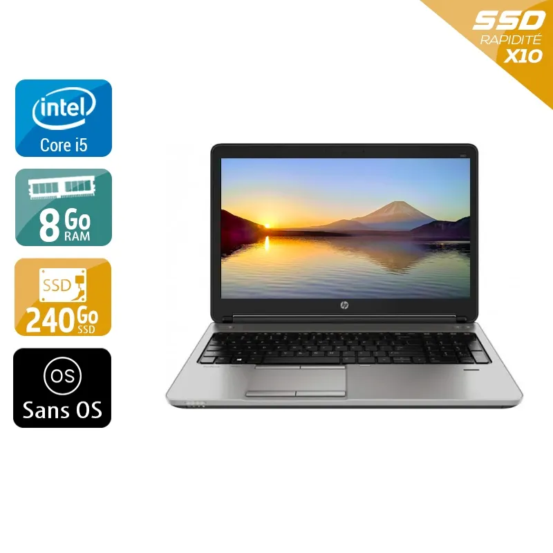 ProBook 650 G1 15,6" 2013 - Intel Core i5 2,5Ghz - 2 - 8Go DDR3 - 240Go SSD - Intel HD Graphics 4600 - Gris / Noir - Sans OS - AZERTY