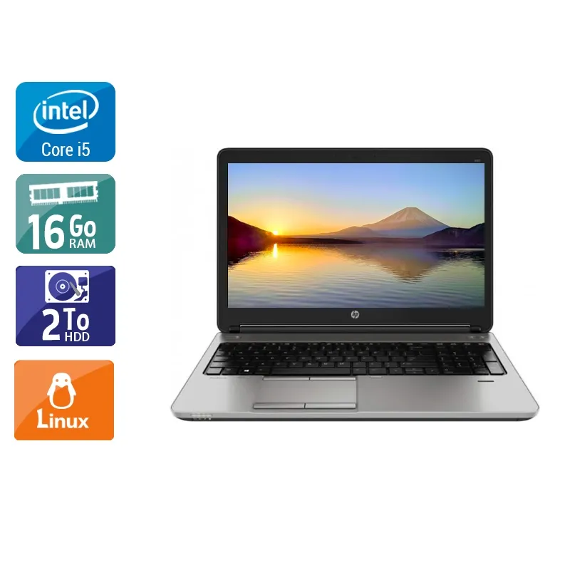 ProBook 650 G1 15,6" 2013 - Intel Core i5 2,5Ghz - 2 - 16Go DDR3 - 2To HDD - Intel HD Graphics 4600 - Gris / Noir - Linux - AZERTY