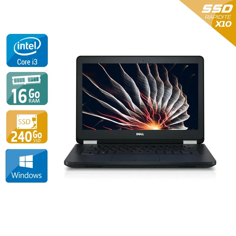 Latitude E5270 12,5" 2010 - Intel Core i3 2,3Ghz - 2 - 16Go DDR4 - 240Go SSD - Intel HD Graphics 520 - Gris / Noir - Windows 10 - AZERTY