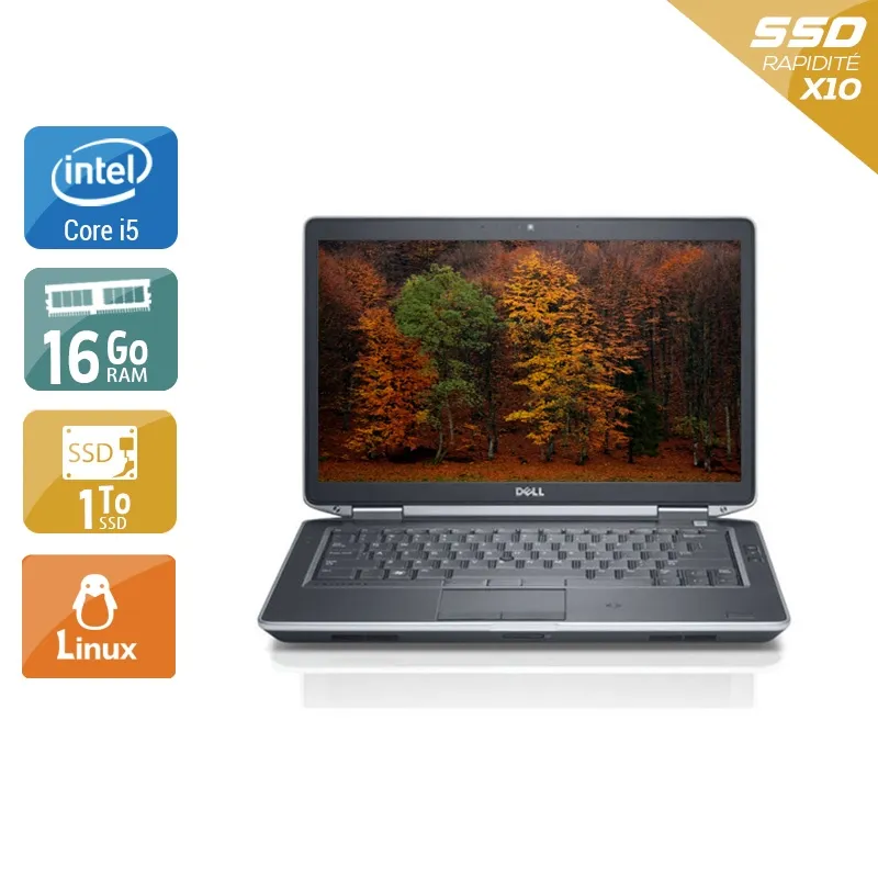 Latitude E5430 14,1" 2012 - Intel Core i5 2,6Ghz - 4 - 16Go DDR3 - 1To SSD - Intel HD Graphics 4000 - Gris / Noir - Linux - AZERTY