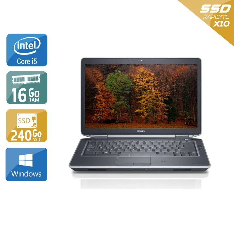 Latitude E5430 14,1" 2012 - Intel Core i5 2,6Ghz - 4 - 16Go DDR3 - 240Go SSD - Intel HD Graphics 4000 - Gris / Noir - Windows 10 - AZERTY