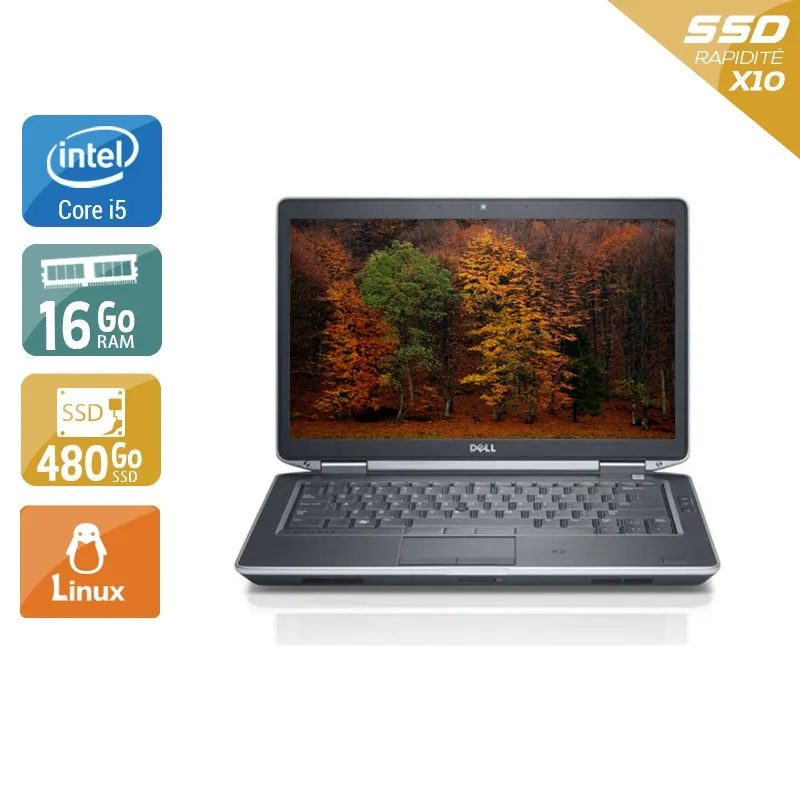 Latitude E5430 14,1" 2012 - Intel Core i5 2,6Ghz - 4 - 16Go DDR3 - 480Go SSD - Intel HD Graphics 4000 - Gris / Noir - Linux - AZERTY