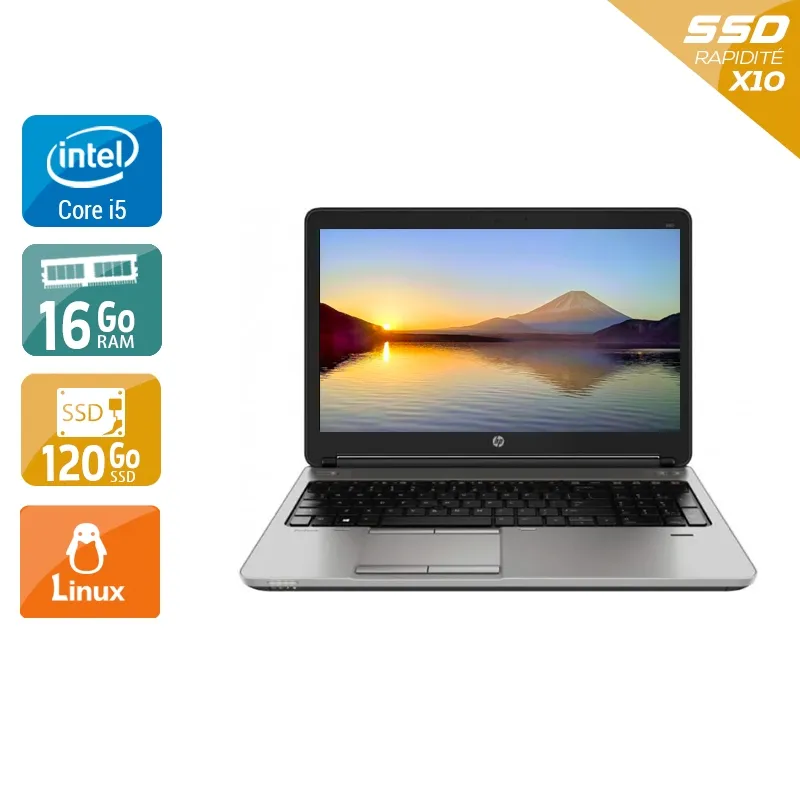 ProBook 650 G1 15,6" 2013 - Intel Core i5 2,5Ghz - 2 - 16Go DDR3 - 120Go SSD - Intel HD Graphics 4600 - Gris / Noir - Linux - AZERTY