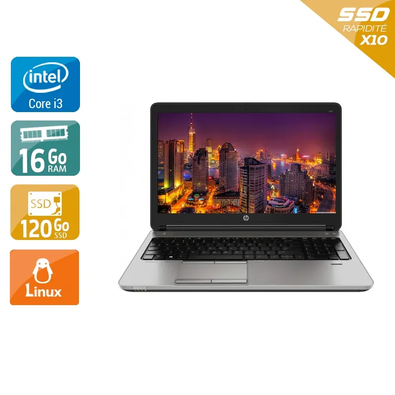 ProBook 650 G1 15,6" 2013 - Intel Core i3 2,4Ghz - 2 - 16Go DDR3 - 120Go SSD - Intel HD Graphics 4600 - Gris / Noir - Linux - AZERTY