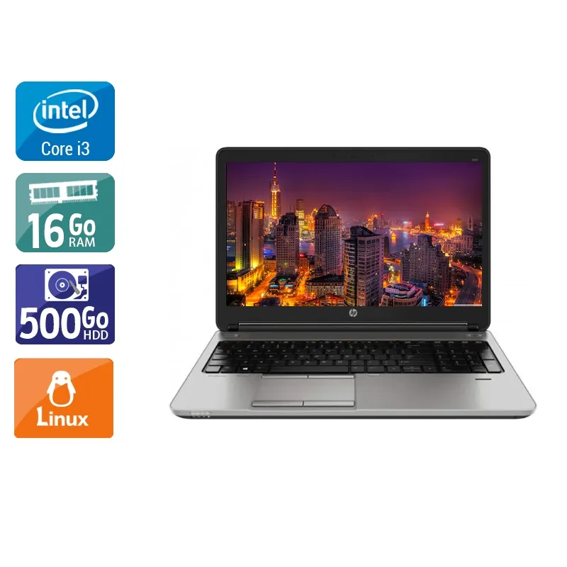 ProBook 650 G1 15,6" 2013 - Intel Core i3 2,4Ghz - 2 - 16Go DDR3 - 500Go HDD - Intel HD Graphics 4600 - Gris / Noir - Linux - AZERTY