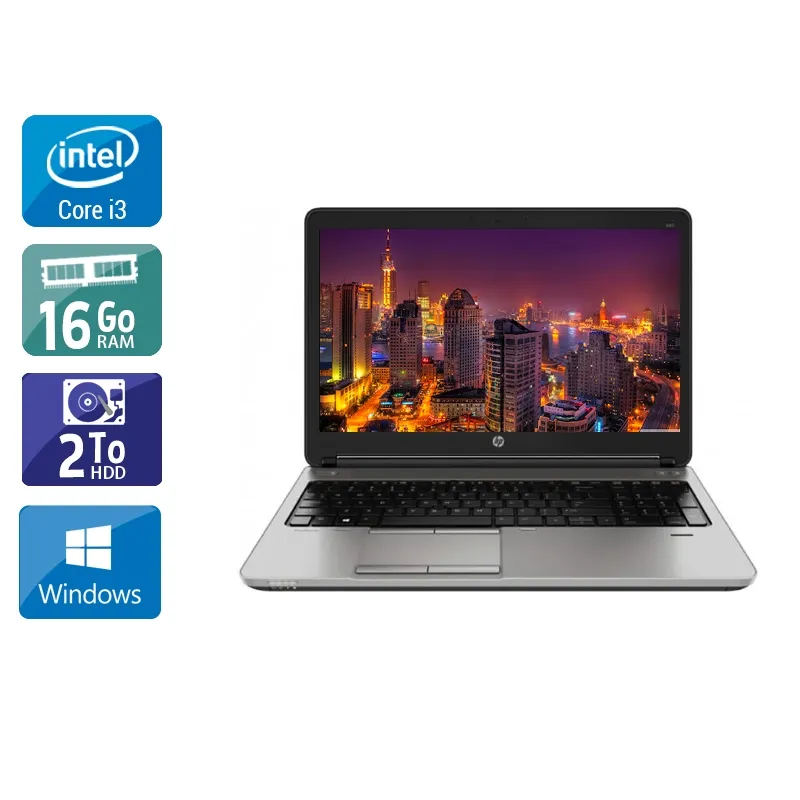 ProBook 650 G1 15,6" 2013 - Intel Core i3 2,4Ghz - 2 - 16Go DDR3 - 2To HDD - Intel HD Graphics 4600 - Gris / Noir - Windows 10 - AZERTY