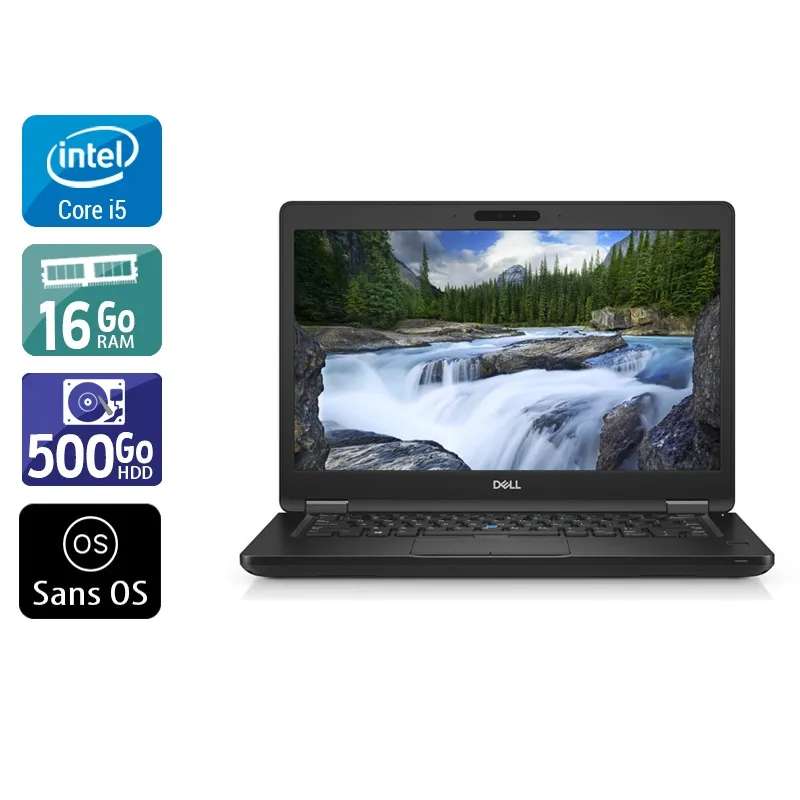 Latitude 5490 14" 2017 - Intel Core i5 2,6Ghz - 2 - 16Go DDR4 - 500Go HDD - Intel UHD Graphics 620 - Gris / Noir - Sans OS - AZERTY