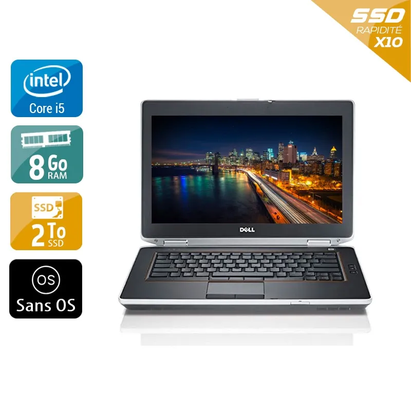 Latitude E6430 14" 2013 - Intel Core i5 2,7Ghz - 2 - 8Go DDR3 - 2To SSD - ‎Intel HD Graphics 3000 - Gris / Noir - Sans OS - AZERTY