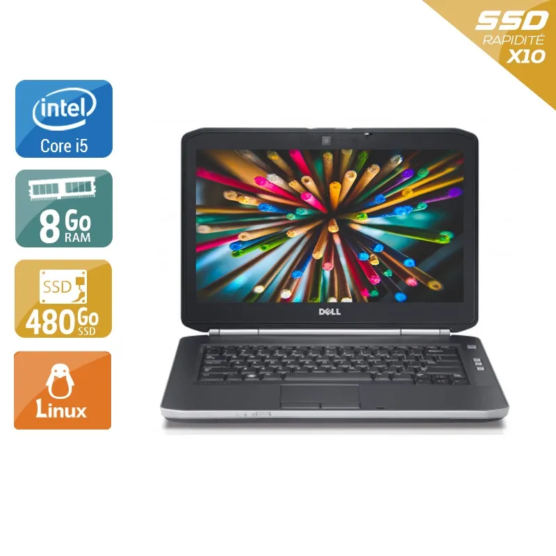 Latitude E5420 14,1" 2011 - Intel Core i5 2,5Ghz - 4 - 8Go DDR3 - 480Go SSD - Intel HD Graphics 3000 - Gris / Noir - Linux - AZERTY