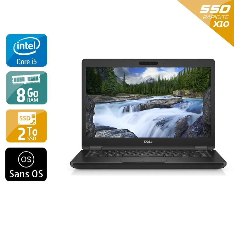 Latitude 5490 14" 2017 - Intel Core i5 2,6Ghz - 2 - 8Go DDR4 - 2To SSD - Intel UHD Graphics 620 - Gris / Noir - Sans OS - AZERTY