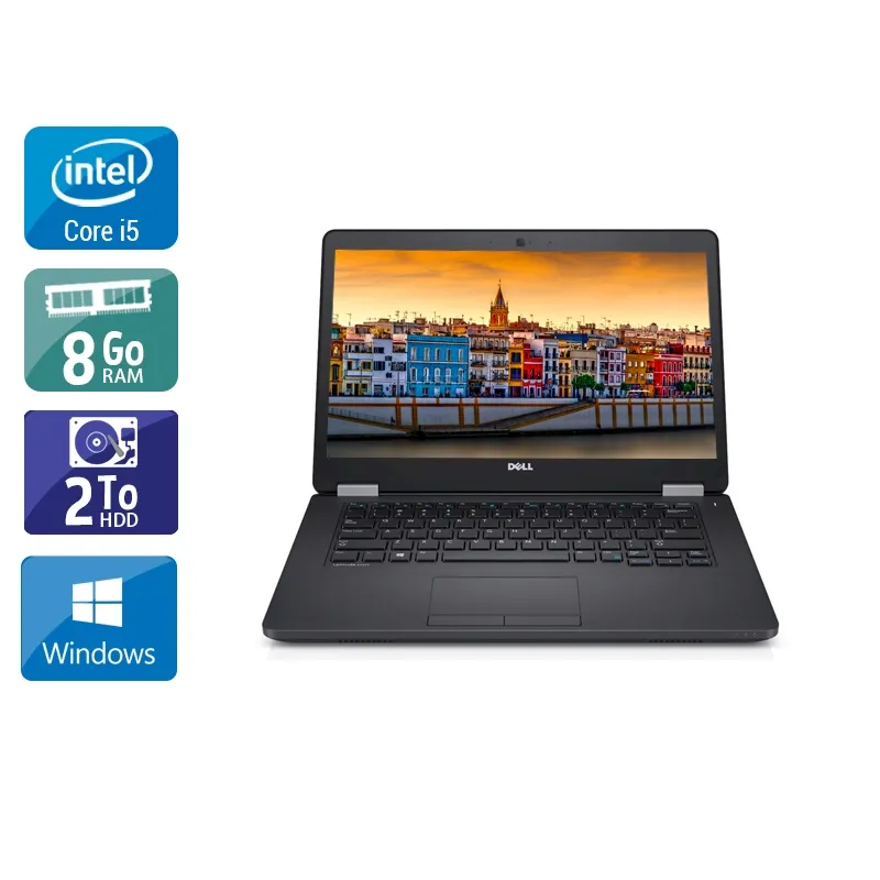 Latitude E5470 14" 2015 - Intel Core i5 2,4Ghz - 2 - 8Go DDR4 - 2To HDD - Intel HD Graphics 520 - Gris / Noir - Windows 10 - AZERTY