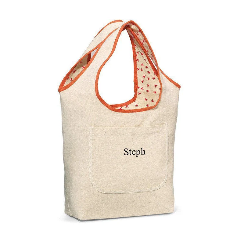 Coral Reversible Personalized Cotton Tote